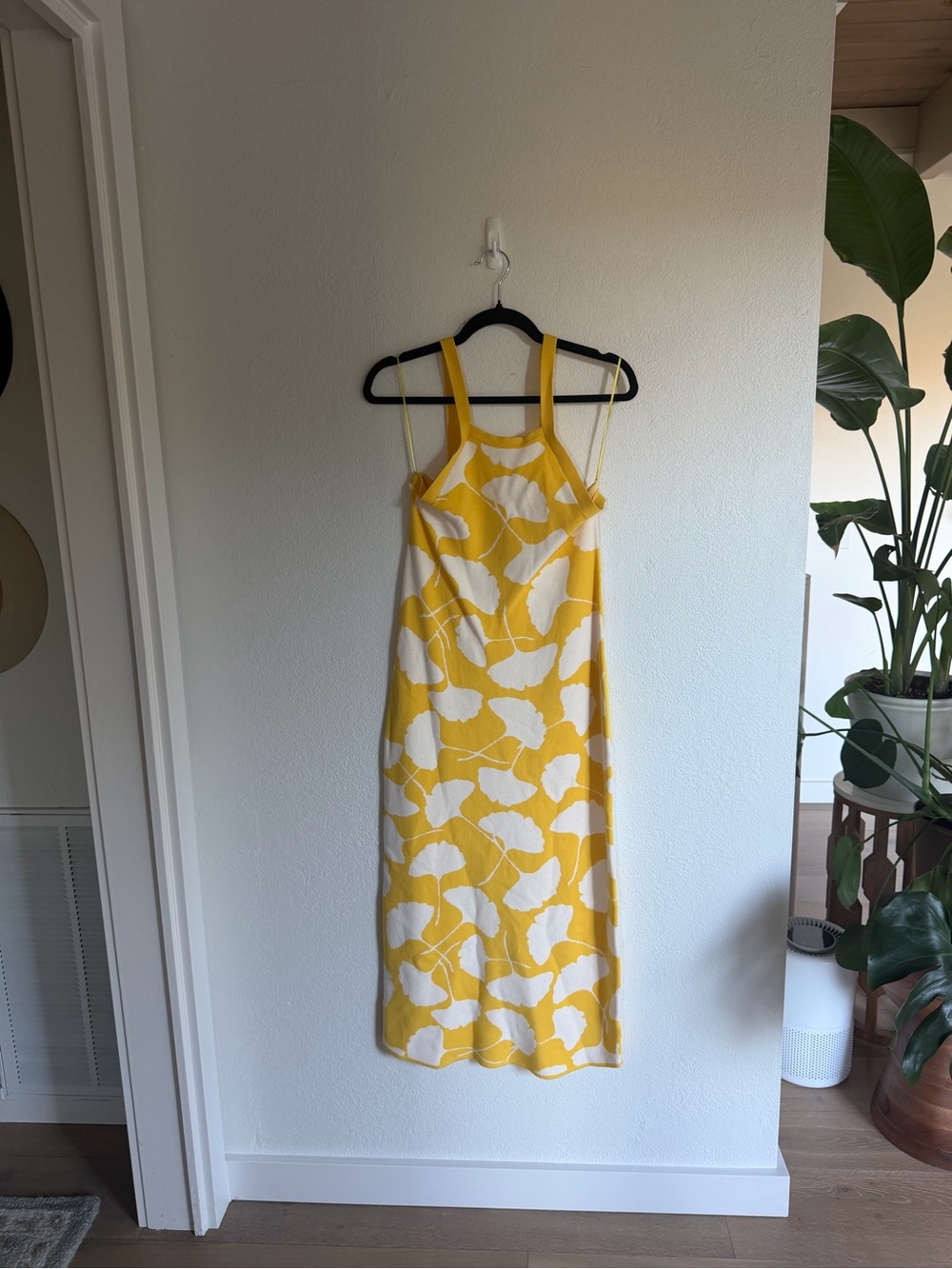 Diane Von Furstenberg Yellow & White Botanical-Print Midi Dress